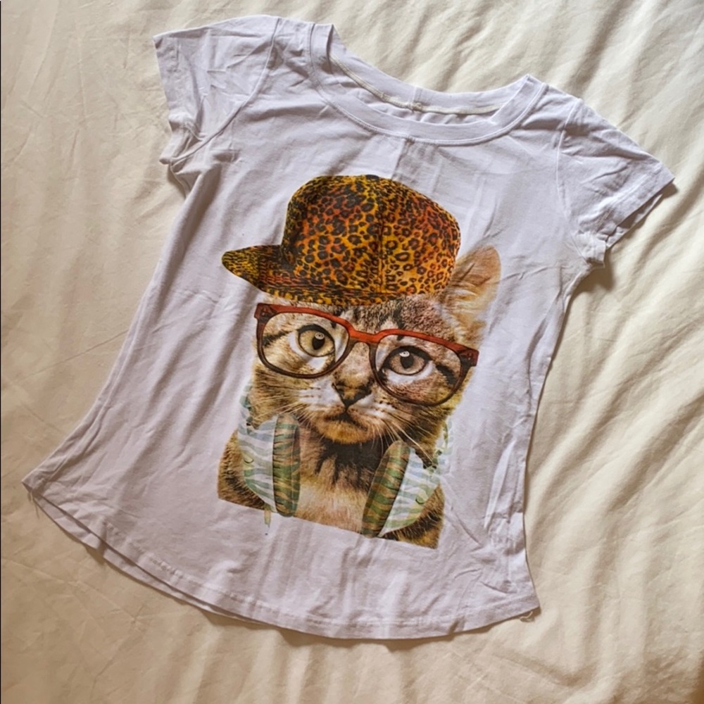 Crazy Cat Printed T Shirt